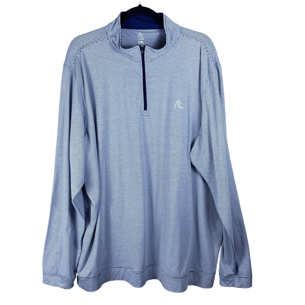 Rhoback Quarter Zip Pullover Mens 3XL Blue Striped Excellent Performance Logo